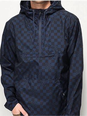 Vans X independent blue checkered Anorak rain coat